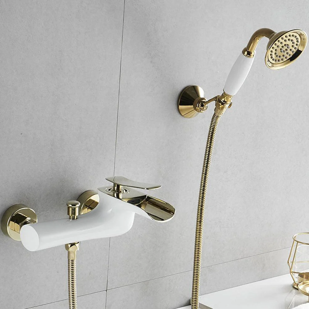 Bathtub Tap Gold Bath Shower Set White Shower Set Bathtub Mixer Tap -Bathlova