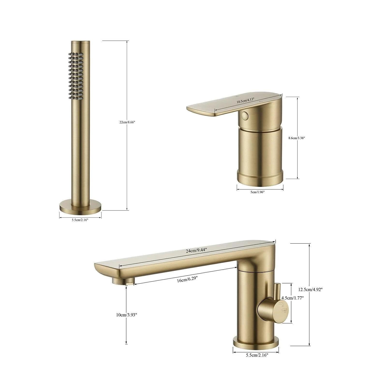 Bathtub Tap Mixer With Hand Shower Double Function Bathtub Tap Set -Bathlova