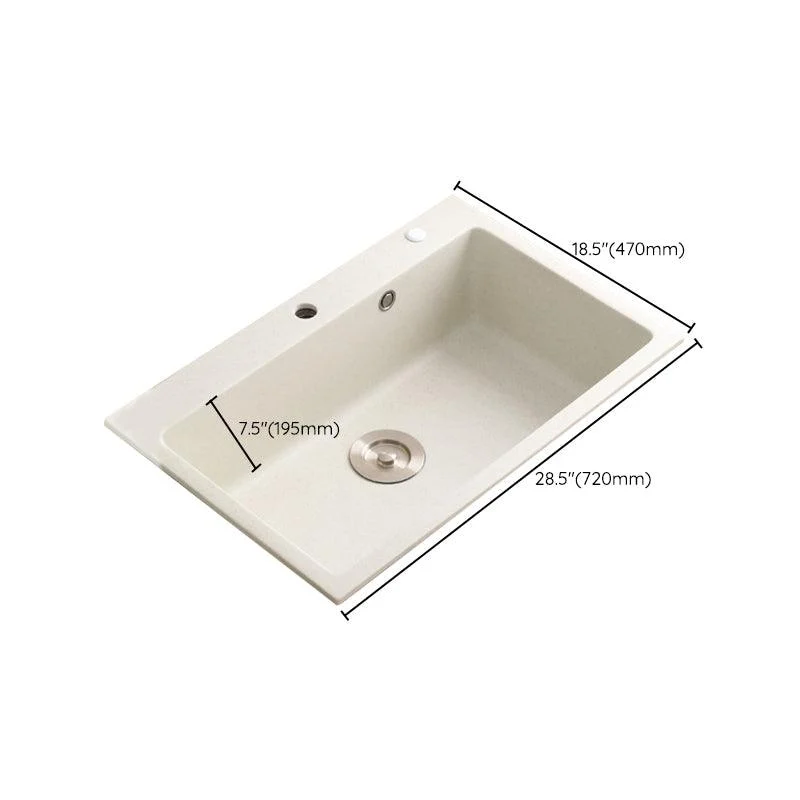 Beige Granite Kitchen Sink with Basket Strainer 2 Holes Sink -Bathlova