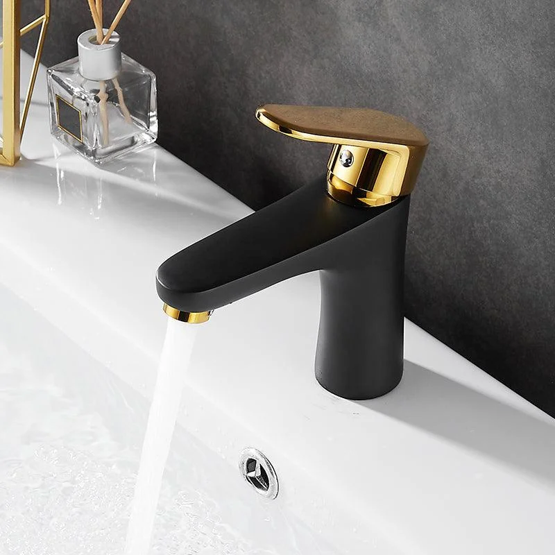 Black-Gold Vessel Sink Tap Lever Handle Low Arc Vessel Tap -Bathlova