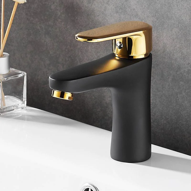 Black-Gold Vessel Sink Tap Lever Handle Low Arc Vessel Tap -Bathlova