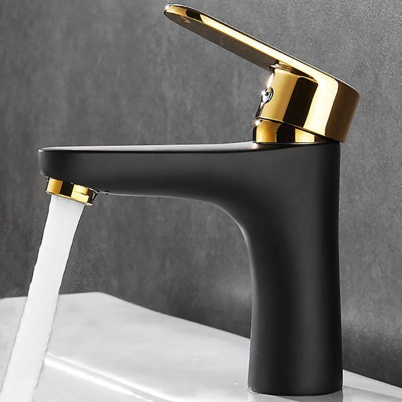 Black-Gold Vessel Sink Tap Lever Handle Low Arc Vessel Tap -Bathlova