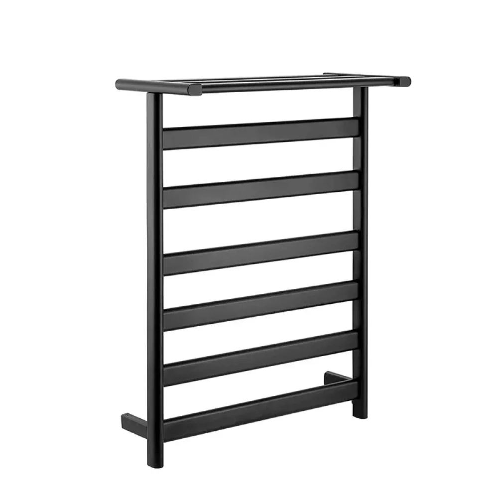 Black Wall-Mount Electric Towel Warmer with Top Shelf Stainless Steel - Heated Towel Rack -Bathlova