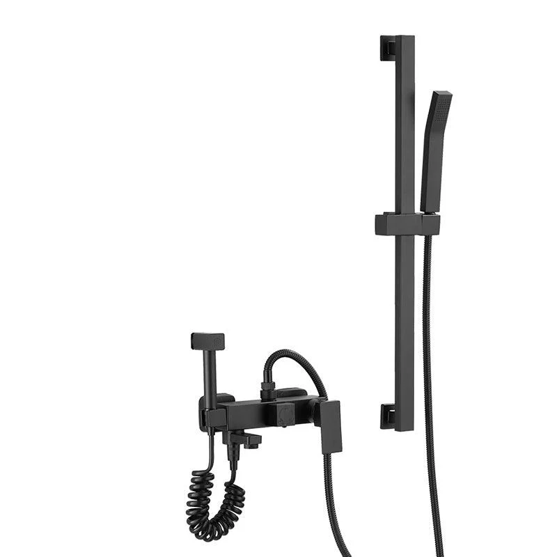 Black Wall Mounted Shower Head Combo Modern Metal Shower System -Bathlova