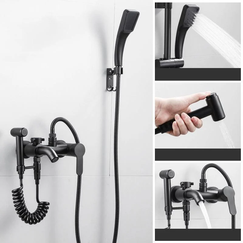 Black Wall Mounted Shower Head Combo Modern Metal Shower System -Bathlova