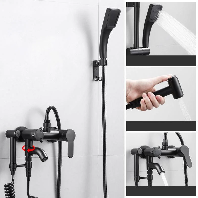 Black Wall Mounted Shower Head Combo Modern Metal Shower System -Bathlova