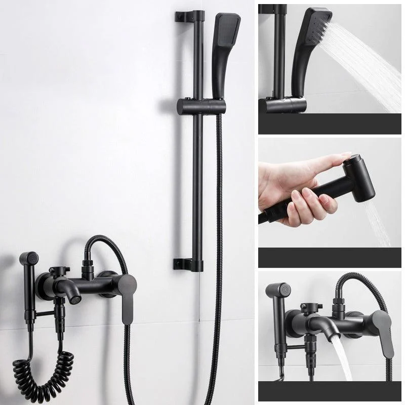 Black Wall Mounted Shower Head Combo Modern Metal Shower System -Bathlova