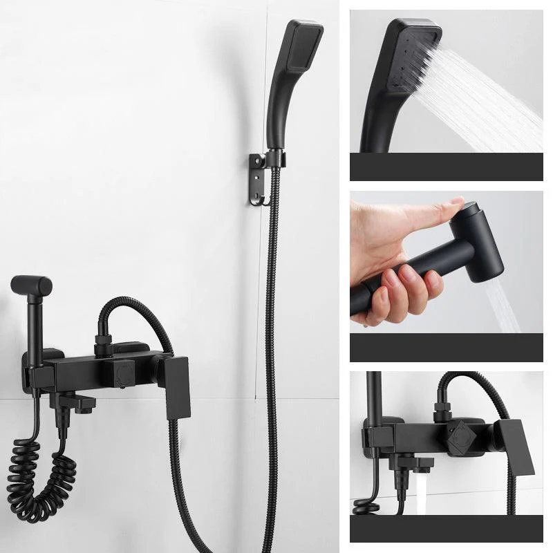 Black Wall Mounted Shower Head Combo Modern Metal Shower System -Bathlova