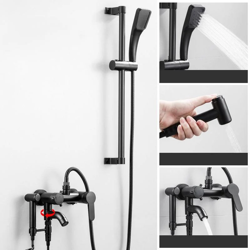 Black Wall Mounted Shower Head Combo Modern Metal Shower System -Bathlova