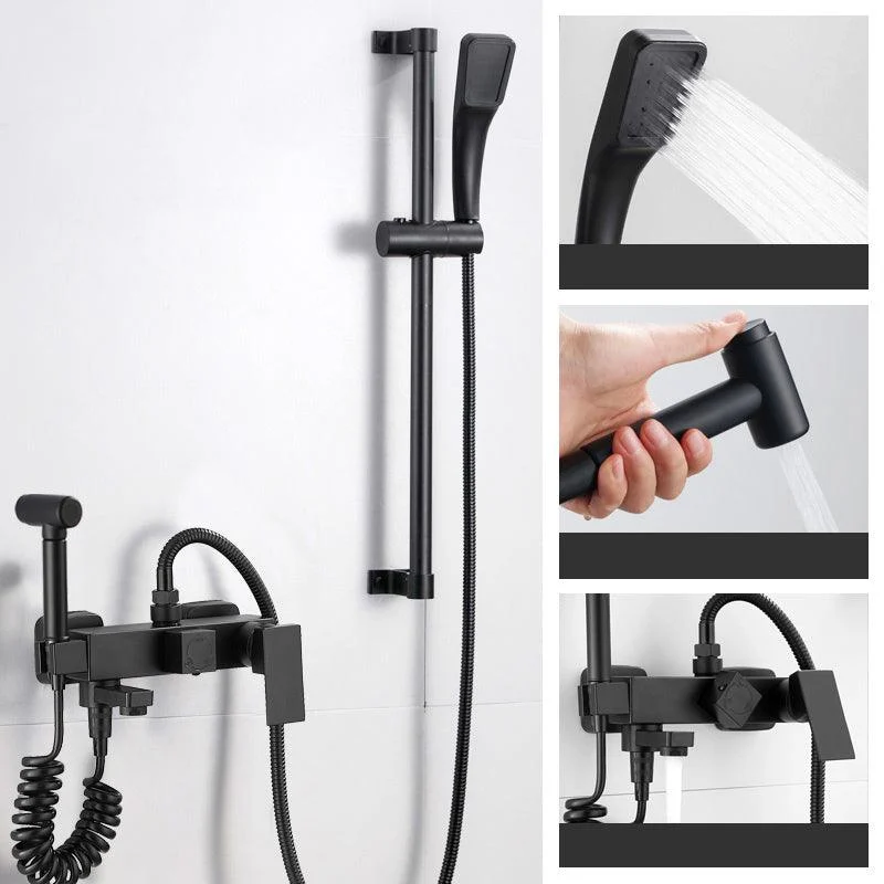 Black Wall Mounted Shower Head Combo Modern Metal Shower System -Bathlova