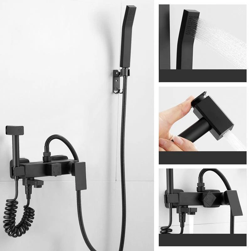 Black Wall Mounted Shower Head Combo Modern Metal Shower System -Bathlova