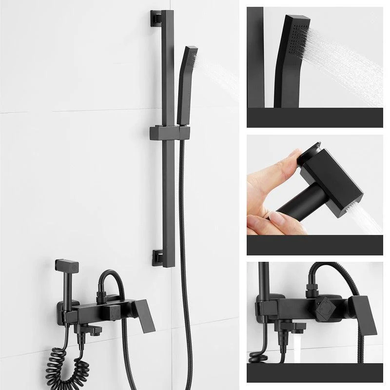 Black Wall Mounted Shower Head Combo Modern Metal Shower System -Bathlova