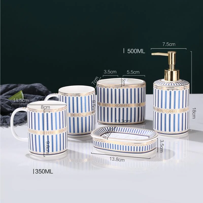 Blue and White Stripes Bathroom Decoration Accessories Bathroom Set -Bathlova