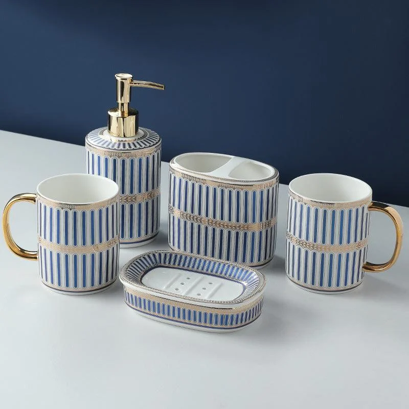 Blue and White Stripes Bathroom Decoration Accessories Bathroom Set -Bathlova