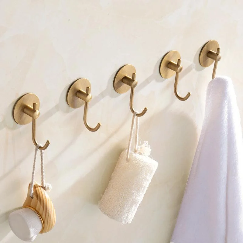 Brass 5 Piece Bathroom Accessory Set Vintage Metal Robe Hooks -Bathlova