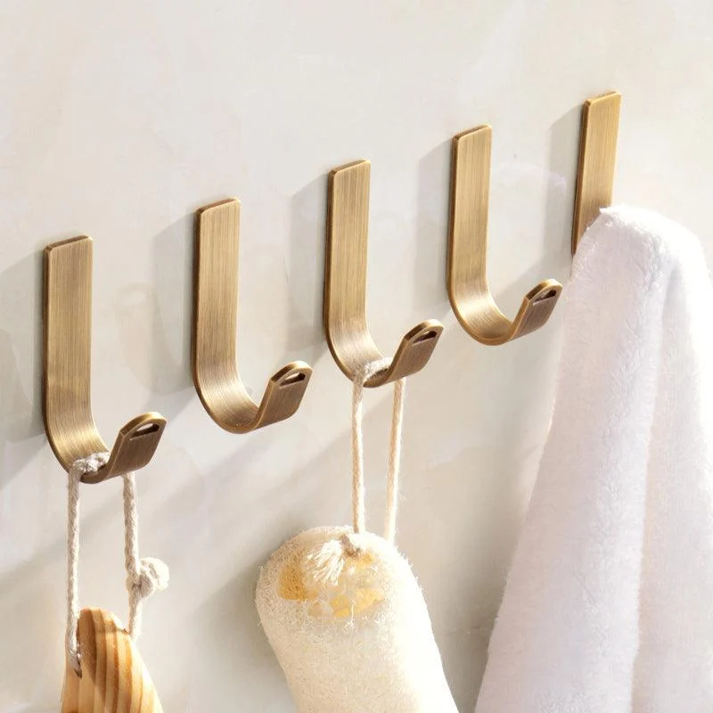 Brass 5 Piece Bathroom Accessory Set Vintage Metal Robe Hooks -Bathlova