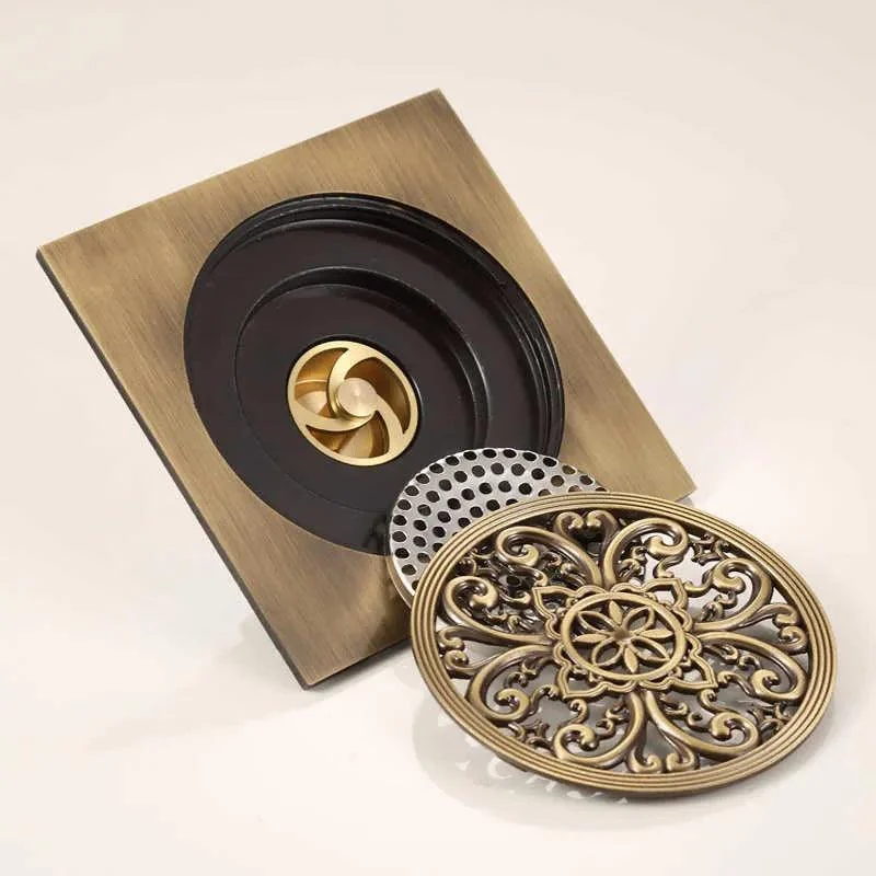 Brass Antique Brushed Floor Drain Bathroom Kitchen Shower Room Drain -Bathlova