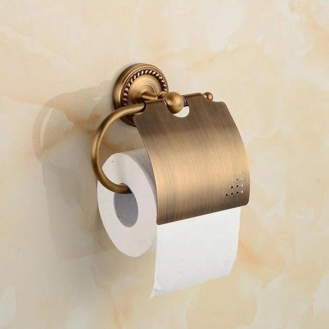 Brass Bathroom Accessory Antique Bath Towel Towel Ring Toilet Paper -Bathlova