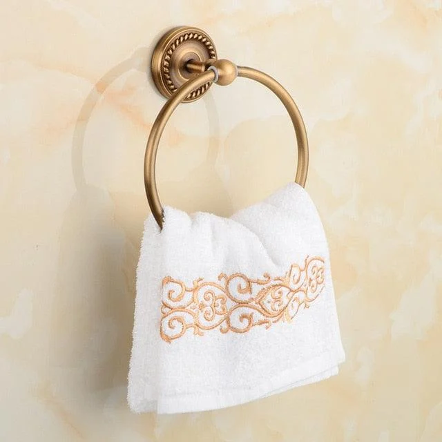 Brass Bathroom Accessory Antique Bath Towel Towel Ring Toilet Paper -Bathlova