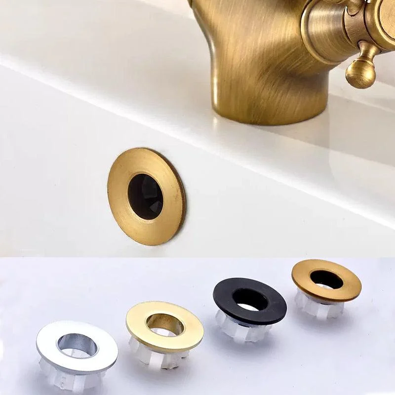 Brass Bathroom Drain Plug Washbasin Sink Hole Round Overflow Cover -Bathlova