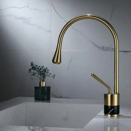 Brass Bathroom Tap Basin Tap Brass and Marble Sink Mixer Tap Tap -Bathlova