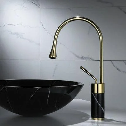 Brass Bathroom Tap Basin Tap Brass and Marble Sink Mixer Tap Tap -Bathlova