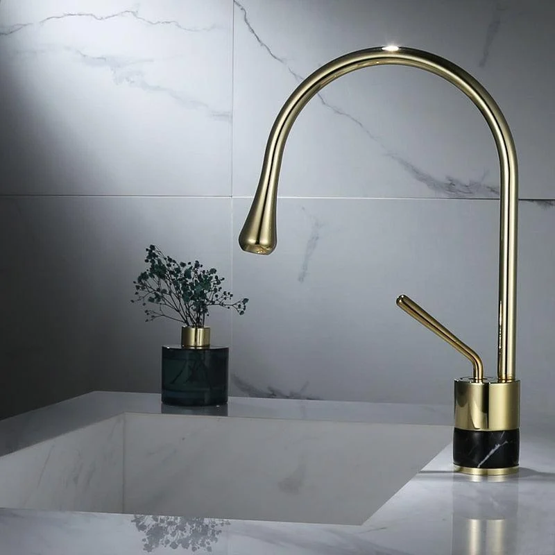 Brass Bathroom Tap Basin Tap Brass and Marble Sink Mixer Tap Tap -Bathlova