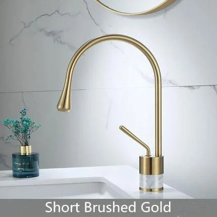 Brass Bathroom Tap Basin Tap Brass and Marble Sink Mixer Tap Tap -Bathlova