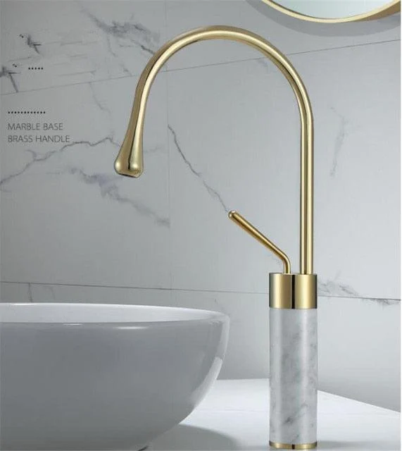 Brass Bathroom Tap Basin Tap Brass and Marble Sink Mixer Tap Tap -Bathlova