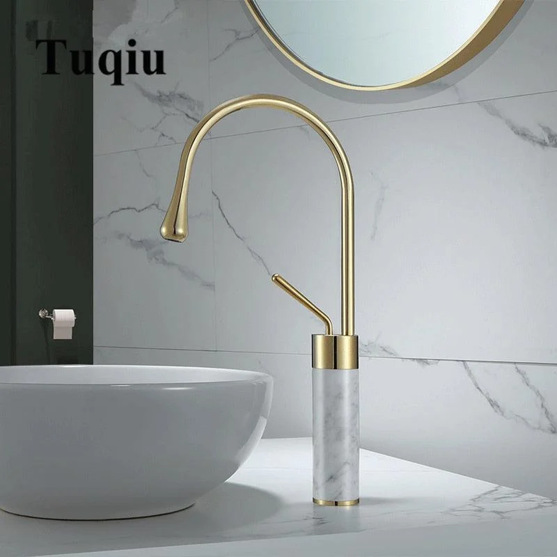 Brass Bathroom Tap Basin Tap Brass and Marble Sink Mixer Tap Tap -Bathlova