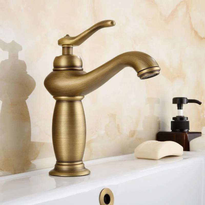 Brass Bathroom Vessel Tap Single Lever Handle Circular Sink Tap with Water Hose -Bathlova