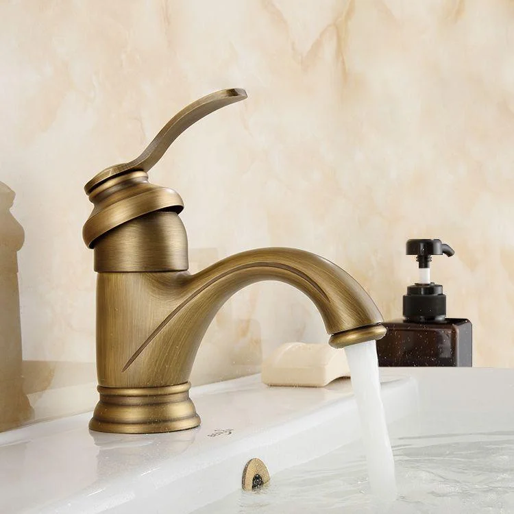 Brass Bathroom Vessel Tap Single Lever Handle Circular Sink Tap with Water Hose -Bathlova