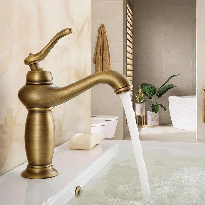 Brass Bathroom Vessel Tap Single Lever Handle Circular Sink Tap with Water Hose -Bathlova