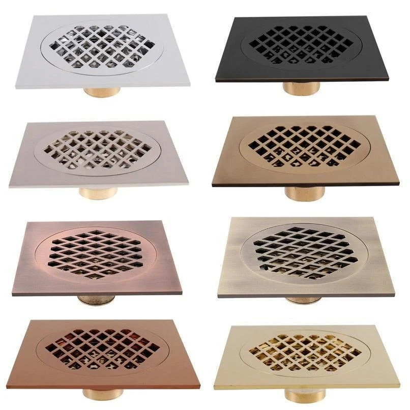 Brass Block Floor Drain Diamond Grid Craft Bathroom Kitchen Drain -Bathlova