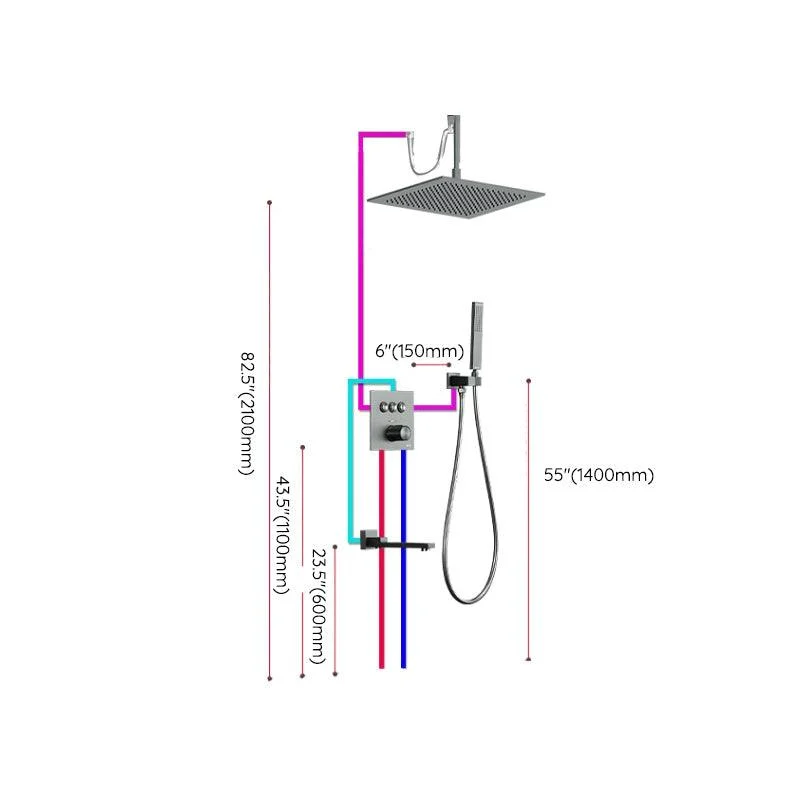 Brass Ceiling Mounted Shower System with Hand Shower Shower Combo -Bathlova