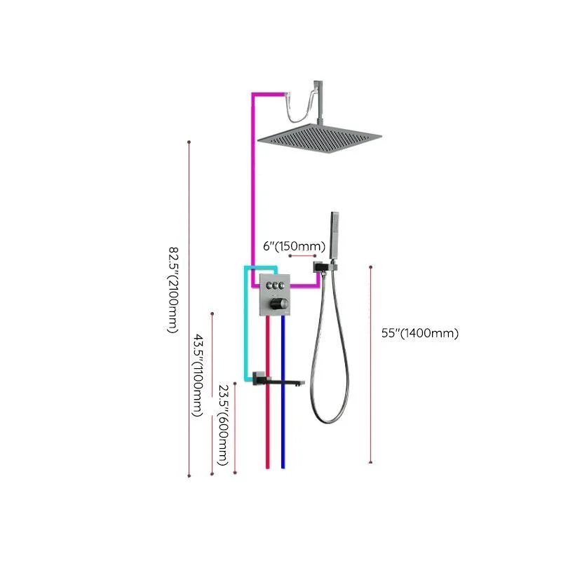 Brass Ceiling Mounted Shower System with Hand Shower Shower Combo -Bathlova