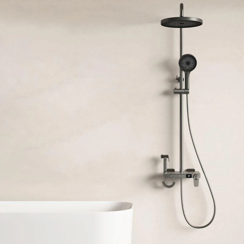 Brass Circular Shower Combo Wall Mounted Shower Set with 2 Shower Heads -Bathlova