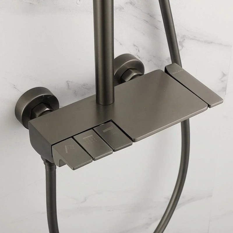 Brass Wall Mounted Shower System Slide Bar Included Shower Set -Bathlova