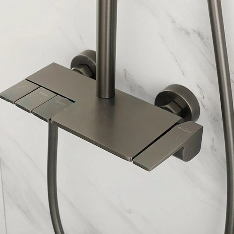 Brass Wall Mounted Shower System Slide Bar Included Shower Set -Bathlova