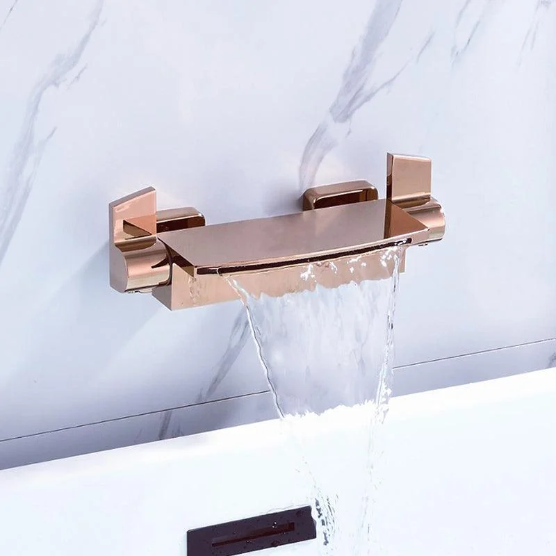 Brass Waterfall Spout Sink Tap with 2-Handle Bathroom Tap -Bathlova