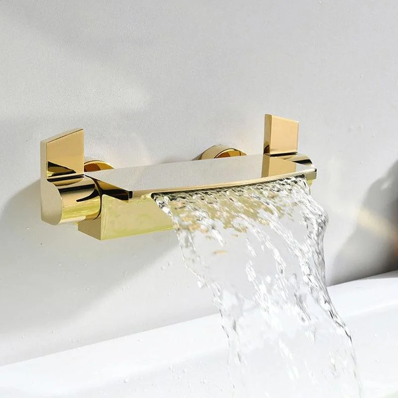 Brass Waterfall Spout Sink Tap with 2-Handle Bathroom Tap -Bathlova