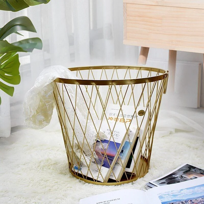 Brass Wire Laundry Basket -Bathlova