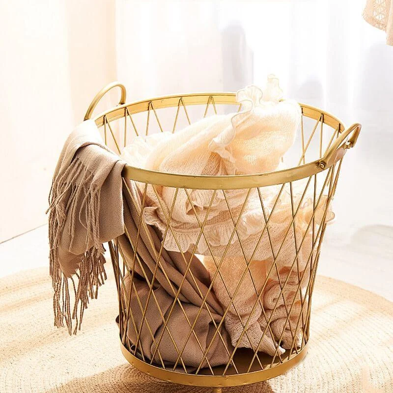 Brass Wire Laundry Basket -Bathlova