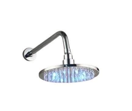 Bright ﻿LED Lights Rainfall Type Round Shower Head with Arm -Bathlova