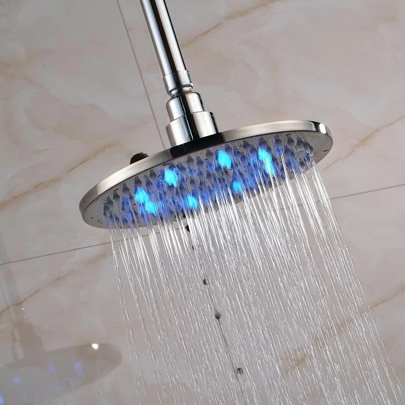 Bright ﻿LED Lights Rainfall Type Round Shower Head with Arm -Bathlova