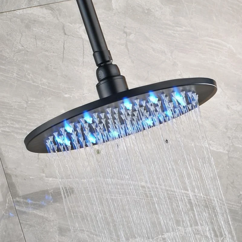 Bright ﻿LED Lights Rainfall Type Round Shower Head with Arm -Bathlova