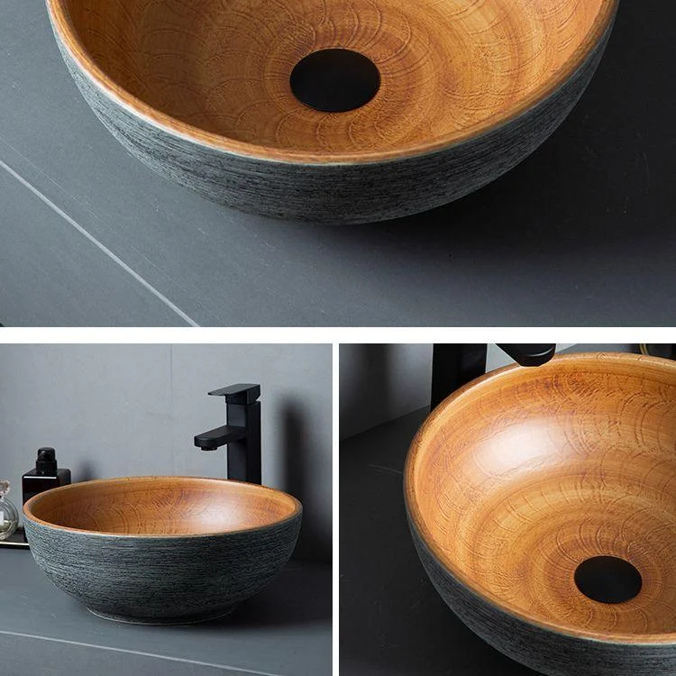 Brown Oval-shape Trough Bathroom Sink Modern Trough Bathroom Sink -Bathlova