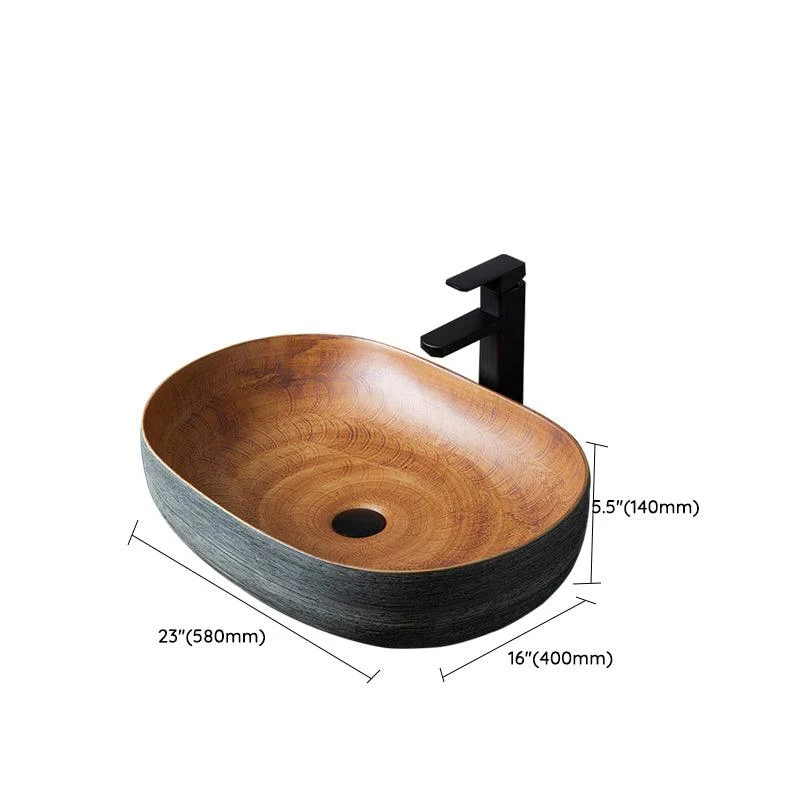 Brown Oval-shape Trough Bathroom Sink Modern Trough Bathroom Sink -Bathlova