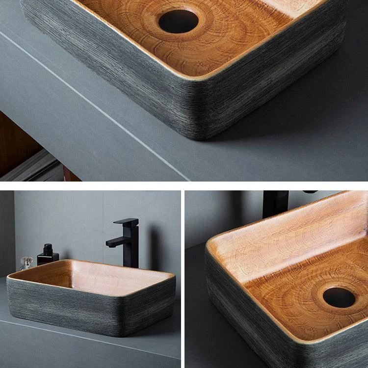 Brown Oval-shape Trough Bathroom Sink Modern Trough Bathroom Sink -Bathlova