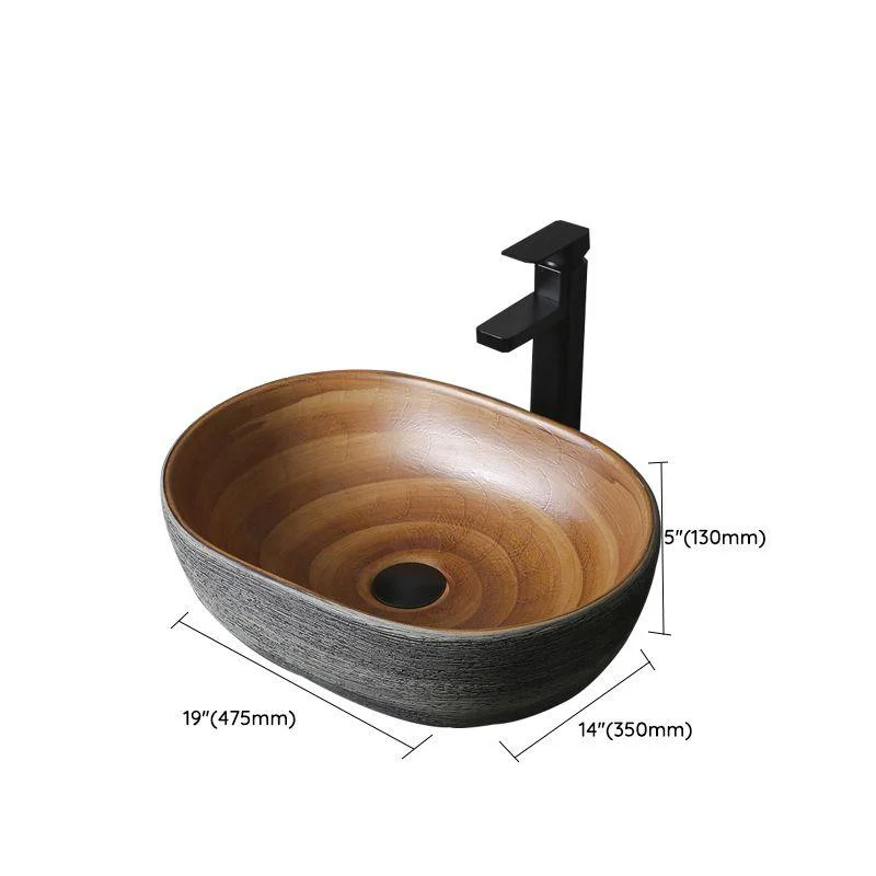 Brown Oval-shape Trough Bathroom Sink Modern Trough Bathroom Sink -Bathlova